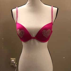 Pink Rhinestone Heart Bra